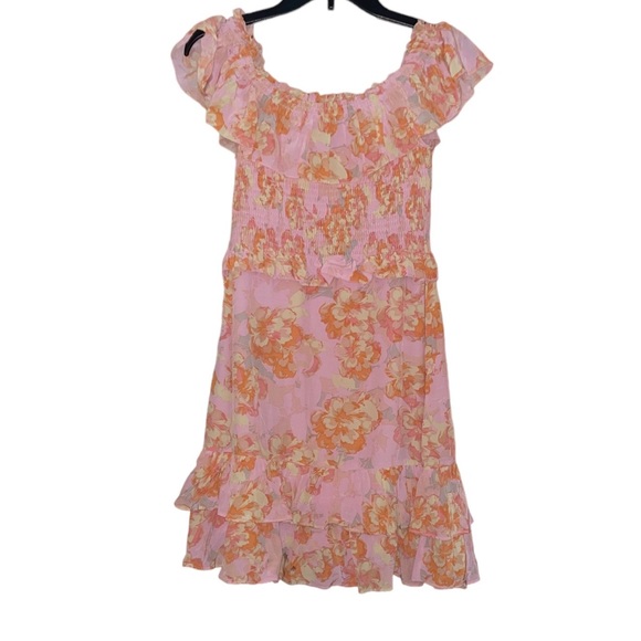 ASTR The Label Riviera Floral Off Shoulder Dress in Pink Papaya - Picture 10 of 12